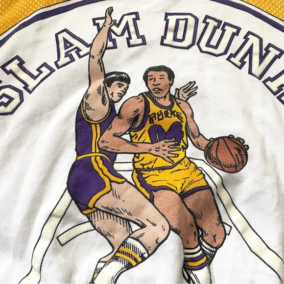 VTG 80s Basketball Slam Dunk all over print sweatshirt Lakers grunge emo indie M - Picture 8 of 10